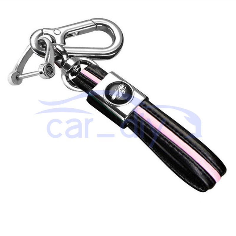 Luxury Leather Keychain Colorful Alloy Metal Key Chain Dengan Logo Mobil Auto Motor Rumah Gantungan Kunci Dekorasi Liontin Kreatif