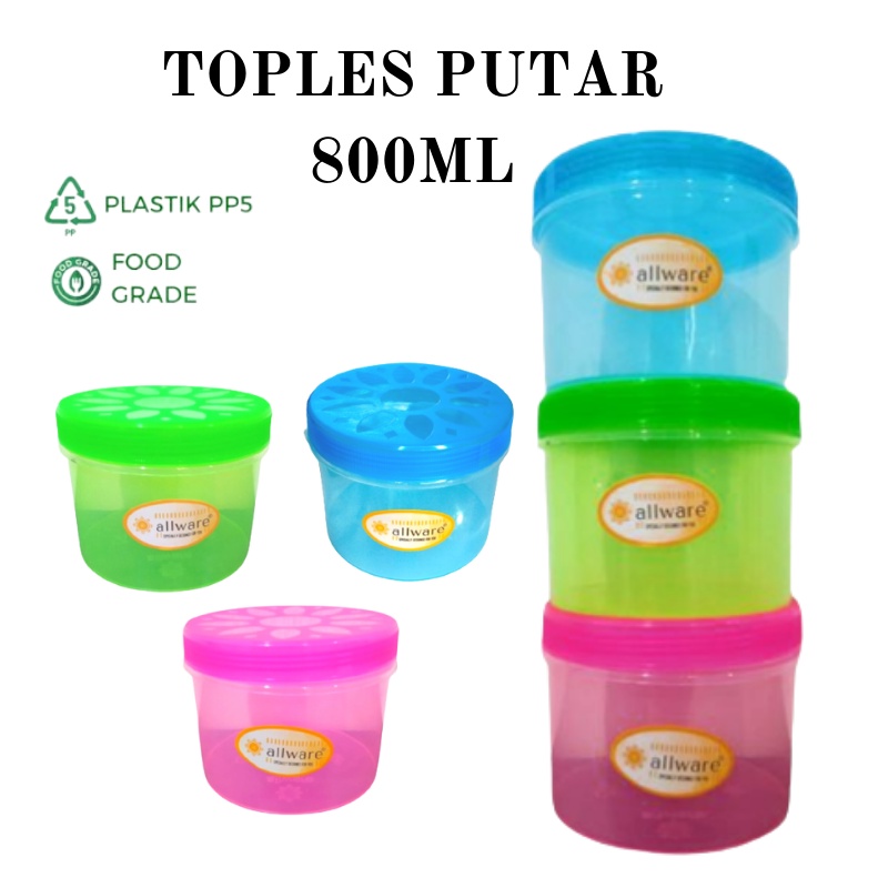 GOS - B315 - Toples Putar 800ml - Toples Kue - Toples Plastik Penyimpanan Makanan - Toples Plastik 800ml