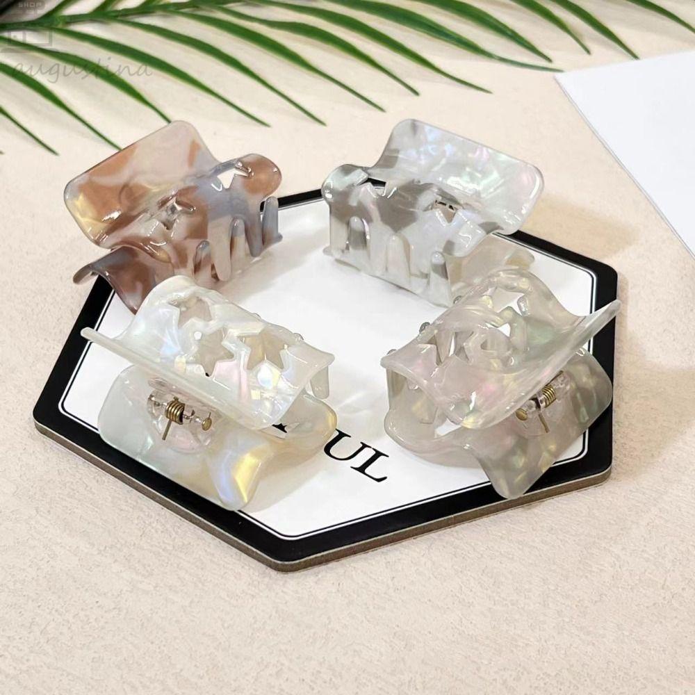 AUGUSTINA Bintang Rambut Cakar Berongga Geometris Sederhana Hiu Klip Untuk Y2k Gadis Hiasan Kepala Ponytail Holder Temperamen Untuk Wanita Women Hair Clips