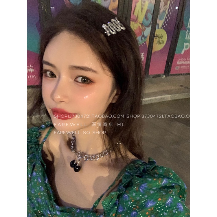 Super Manis Keren~Harajuku Gadis Panas Cherry Hitam Unik Kalung ins Gaya Keren Gelap Gaya Perempuan choker Klavikula Rantai