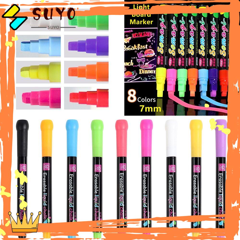 SUYO Pena Kapur Cair Multi-Warna Jendela Kaca Lukisan Papan Tulis Graffiti Art Marker Pen