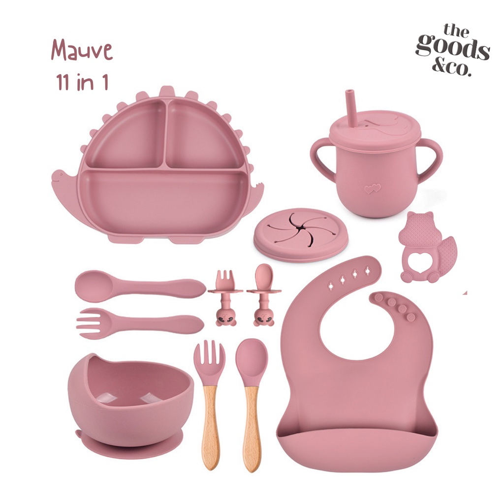 𝐆𝐨𝐨𝐝𝐬𝐂𝐨 11 in 1 Peralatan Makan Bayi Silikon Premium Baby Feeding Set Silicone BPA Free Waterproof MPASI