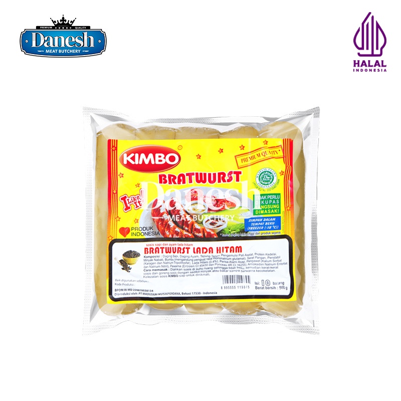 Kimbo Bratwurst Blackpapper isi 10 Sosis Lada Hitam Frozen Food Makanan Beku