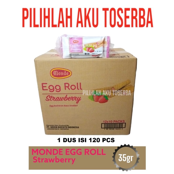 Biskuit Monde EGG ROLL STRAWBERRY 35 gr - ( HARGA 1 DUS isi 120 )