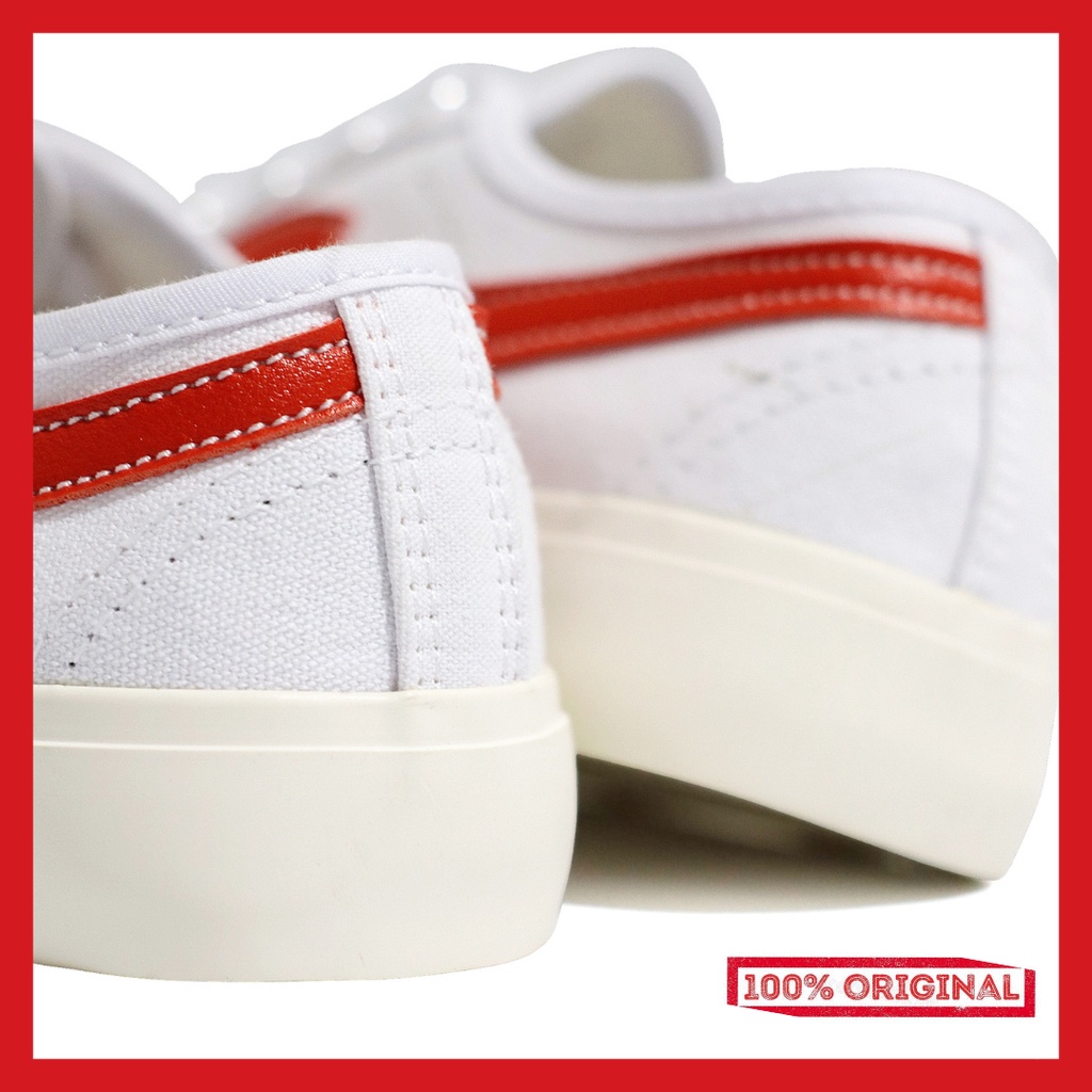 ORIGINAL - Sepatu Brand Lokal Kasual Pria Wanita No Brand White Red Low Not Sneakers Compass Gazelle Putih Merah