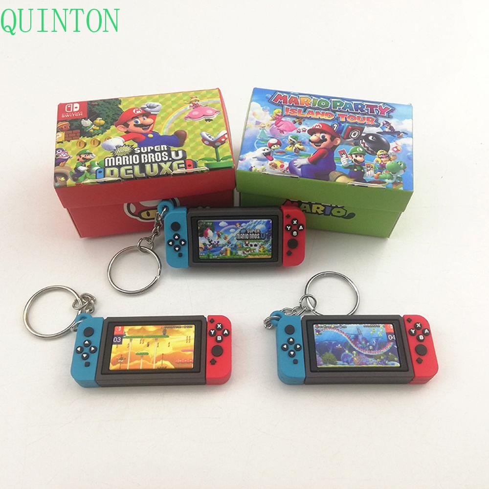 QUINTON Super Mario Gantungan Kunci Gantungan Kunci Mobil Figure Mainan Action Figure Hadiah Anak Mario Key Rings