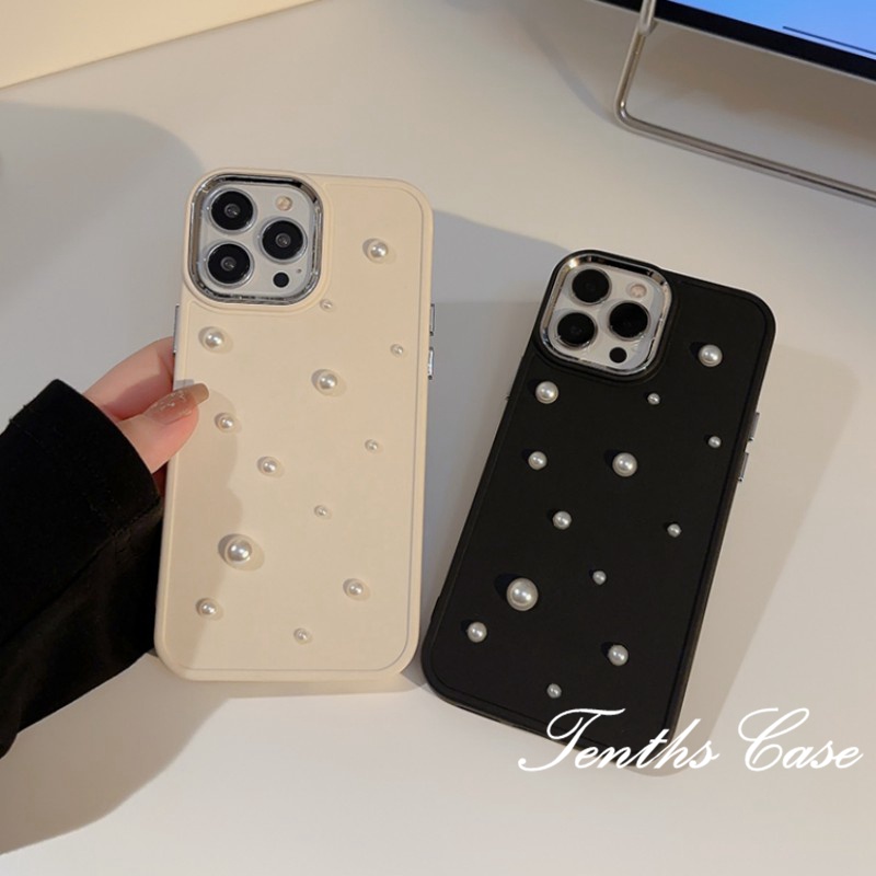 Kompatibel Untuk IPhone14 13 12 11 Pro Max8 7 6 6s Plus X Xr Xs Max SE 2020lapisan Penutup Belakang INS Gaya Canggih 3D Mutiara Kecil Casing Ponsel