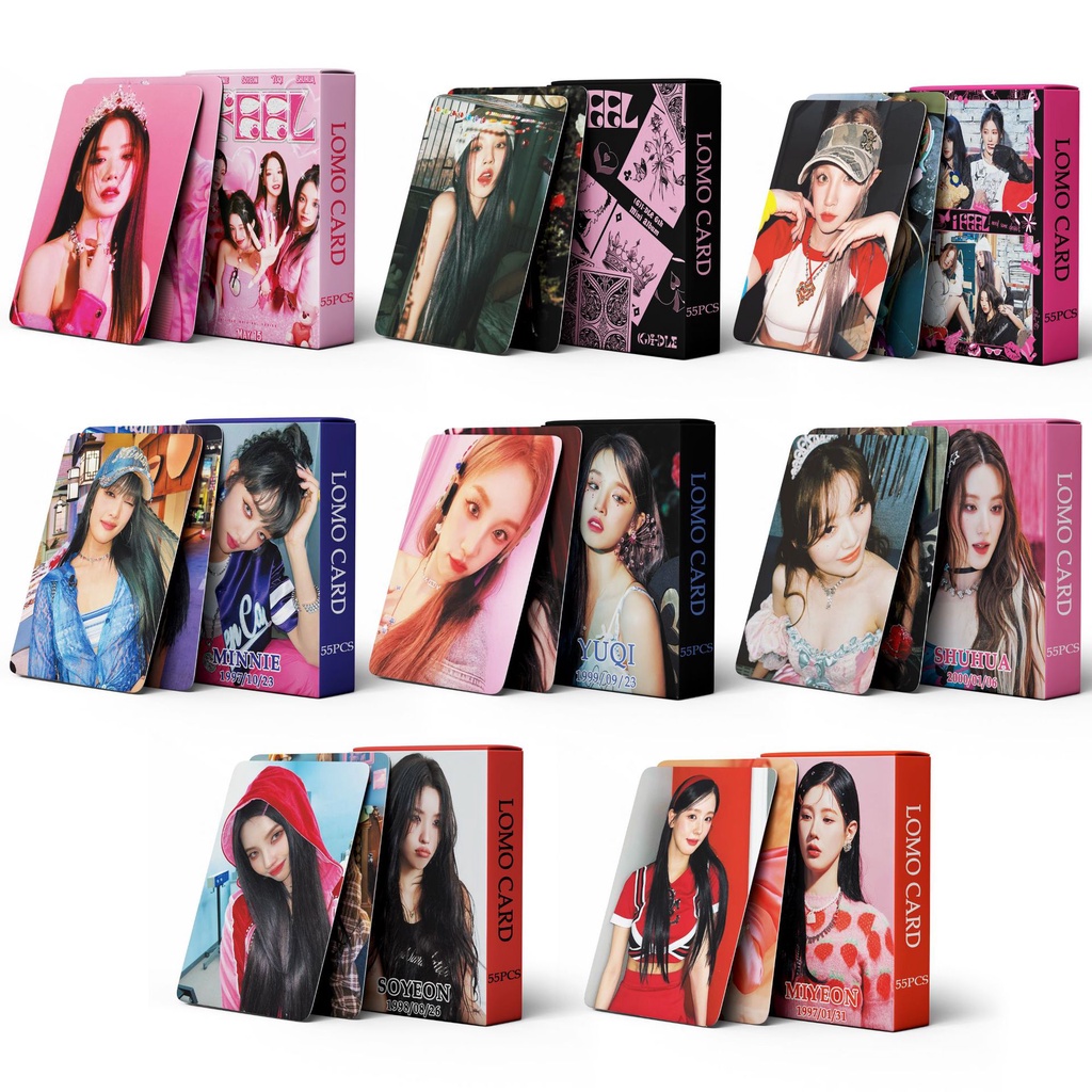 55pcs /box (G)I-DLE Album I FEEL Photocards SHUHUA YUQI MINNIE SOYEON MIYEON Kartu GIDLE Kpop Member Postcards