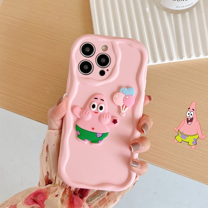 Macaron Pink Wave Balloon Patrick Soft Silicon Case HP iP iPhone 6 6S 7 8 14 + Plus SE 2020 2022 X XS XR 11 12 13 Pro Max Girl Woman Casing