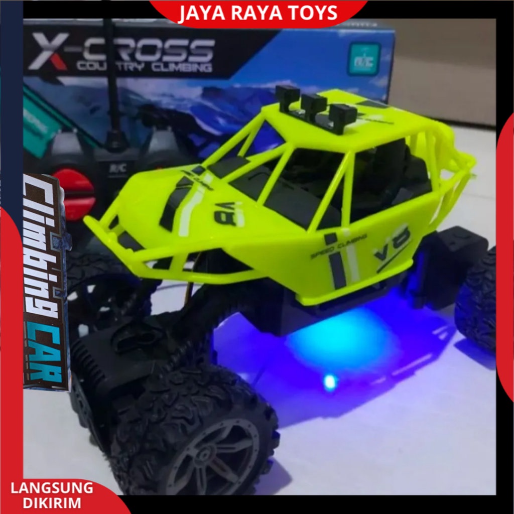 Uoptoy Mainan Mobil Remote Control Off Road Alloy Climbing Speed Car RC Rock Crawler 2WD Powerful 2.7Mhz dengan Lampu Kolong