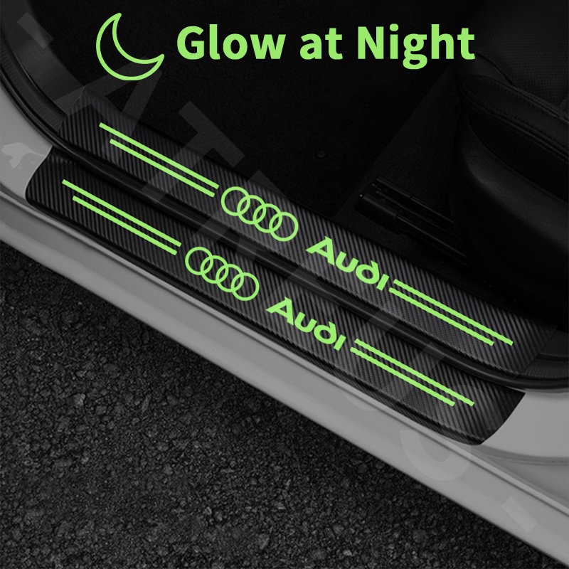 Luminous Stiker Pelindung Pintu Mobil Audi Anti Gores Threshold Strips Mobil Stiker Untuk Audi A3 8l A1 Q5 TT mk2 A5 A4 B7 B8 B5 A6 C7 C6  Q7 Q3 Q2 E-tron