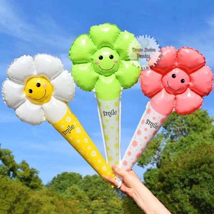 Balon Foil Tongkat Daisy / Balon Pentung Bunga Daisy