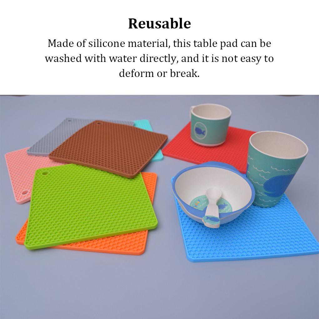 Heats Insulation Table Mat Silicone Alas Piring Piring Persegi Coaster Tatakan Meja Pelindung Meja Rumah Tangga Orange