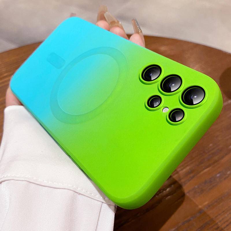 Luxury Magsafe Wireless Charge Pola Gradien Case Untuk Samsung Galaxy S21 S22 S23 Ultra Plus Silikon Lembut Cover Case Magnetik Untuk Galaxy S21Plus S22Plus S23Plus