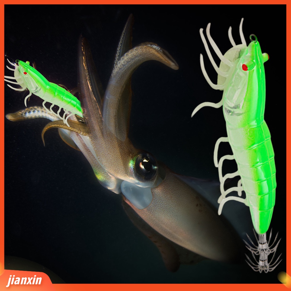 (In Stock) 11.7cm /20.5g Memancing Umpan Cumi Kait Simulasi Kulit Hidup Warna Terang Kaki Lembut Pengerjaan Halus Universal Bercahaya Udang Buatan Gurita Umpan Perlengkapan Memancing