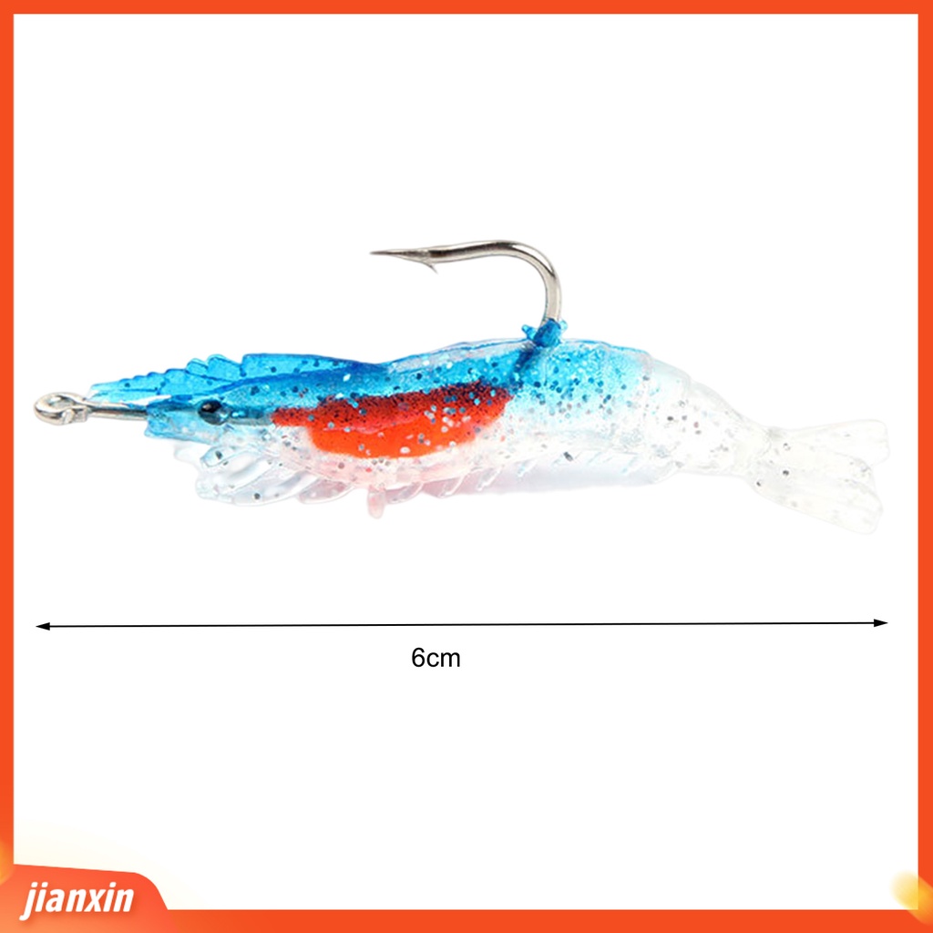 (In Stock) 1set 6cm/3g Umpan Udang Lembut Simulasi Tajam Kait Angling Karet Lembut Umpan Jalan Bercahaya Umpan Udang Memancing Luar Ruangan