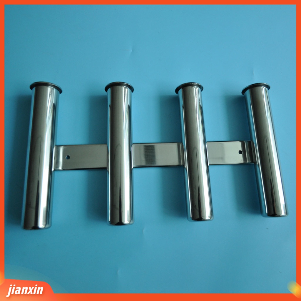 (In Stock) Rak Batang 4 Tabung Bahan Stainless Steel Dinding Penahan Tiang Pancing Yang Dipasang Samping Untuk Marine