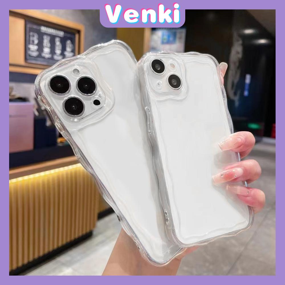 VENKI - Untuk iPhone 11 iPhone Case 3D Tepi Melengkung Gelombang Bening Phone Case TPU Airbag Tahan Guncangan Kamera Sederhana Kompatibel dengan iPhone 14 13 Pro max 12 Pro Max 11 xr 7Plus 8Plus