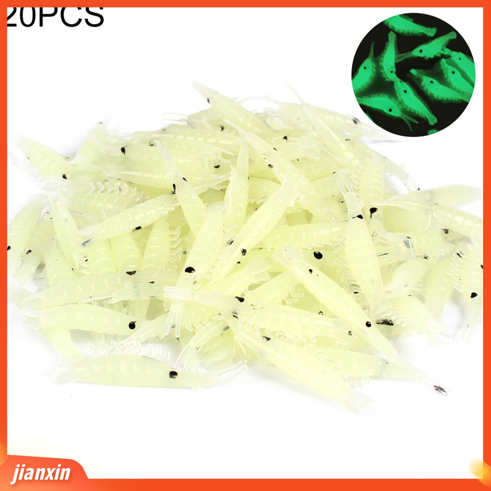 (In Stock) 20 Pcs 4 cm Bercahaya Silikon Buatan Udang Memancing Umpan Lembut Tackle Tool