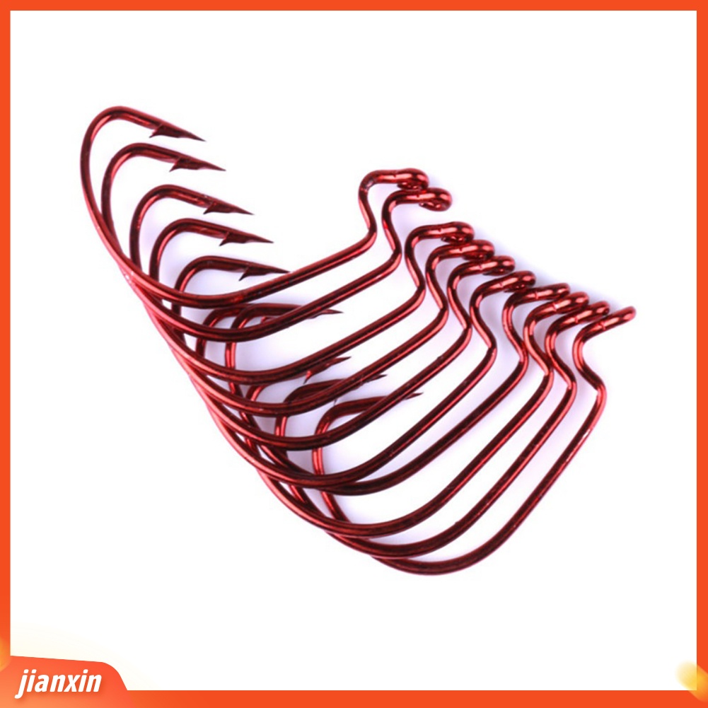 (In Stock) 50Pcs Baja Karbon Tinggi Tahan Lama J-shaped Barb Jig Hooks Fishhooks Alat Pancing