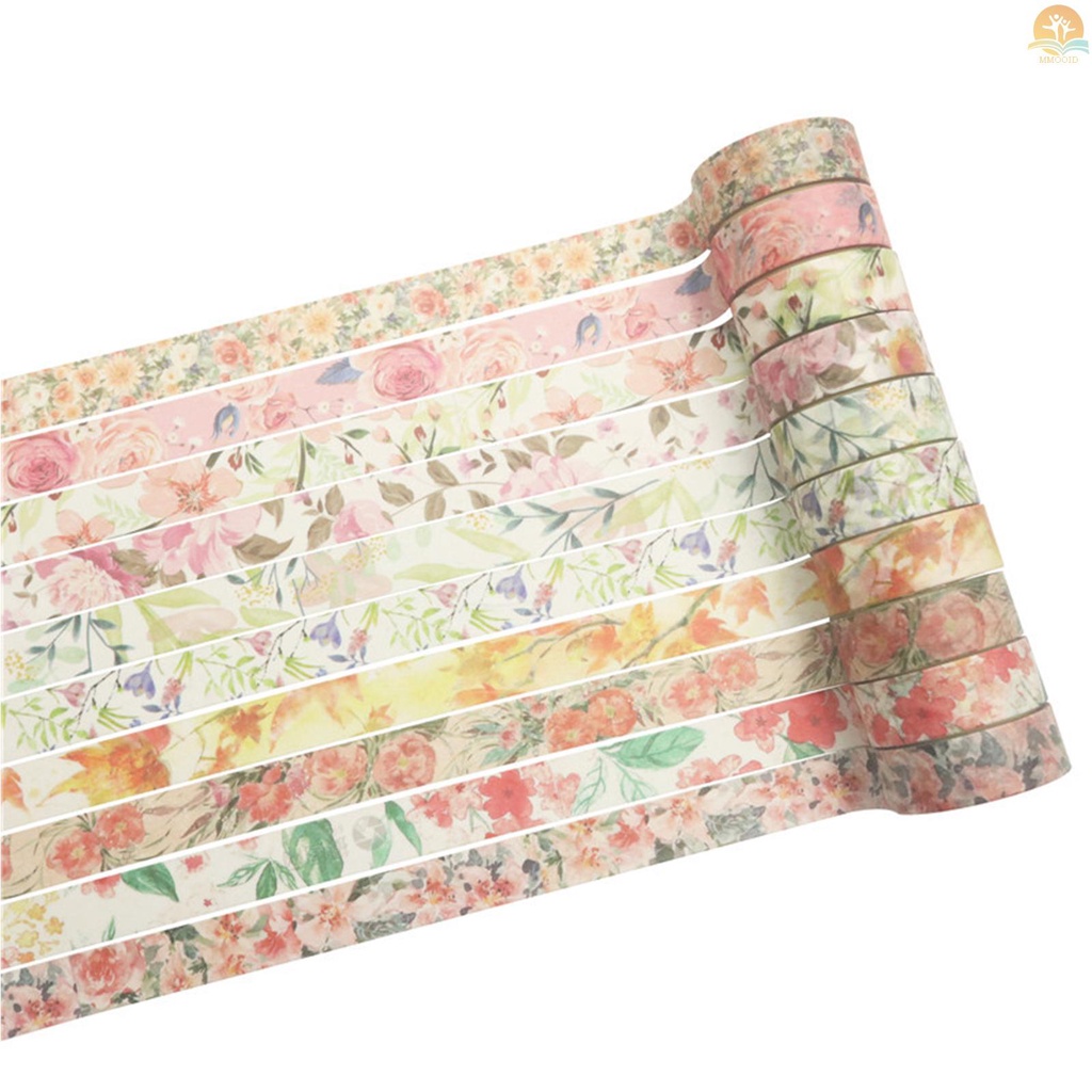 In Stock 40roll Washi Tape Set Floral Bunga Daun Tanaman Hias Washi Masking Tapes Lebar 15mm Tape Perekat Stiker Untuk DIY Seni &amp; Kerajinan Scrapbooking Jurnal Planners Card