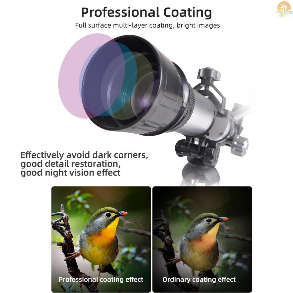 In Stock Teleskop Untuk Anak-Anak Dewasa Pemula 50mm Paduan Aperture Astronomi Refraktor Telescope 100mm Lensa Objektif Pembesaran 60x Dengan Adjustable Tripod Finder Scope Compass