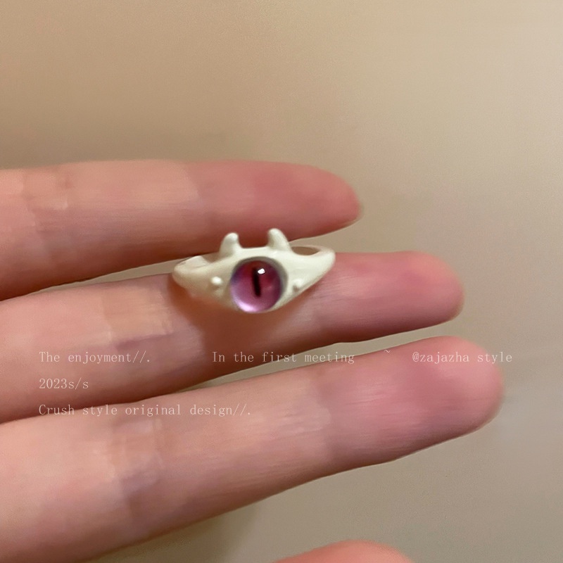 Cincin Kucing Monster Mata Besar Bahan Alloy Fashion Untuk Wanita