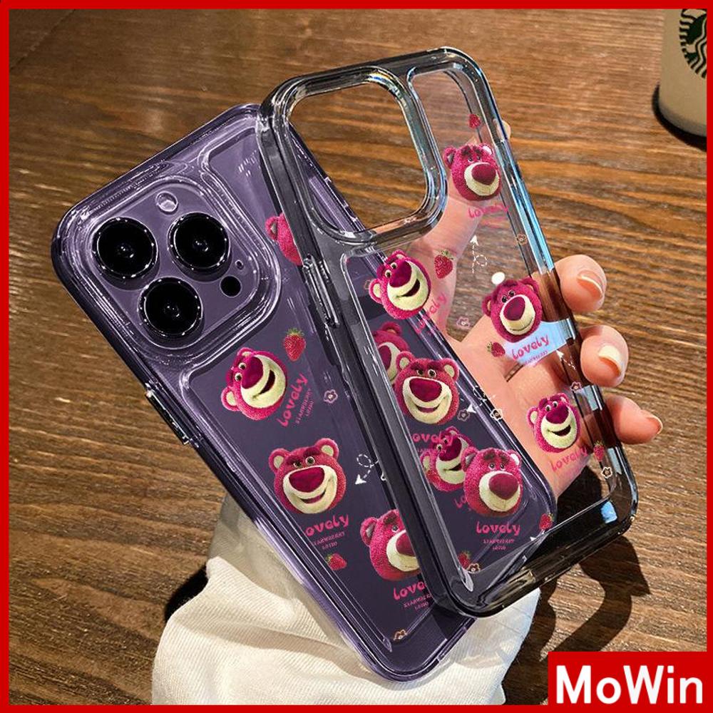 Case iPhone 14 Pro Max iPhone Case Space Hard Acrylic Phone Case Tombol Berlapis Tahan Guncangan Dalam Beruang Merah Muda Lucu Kompatibel dengan iPhone 13 Pro Max 12 Pro Max 11 Xr 6Plus 7Plus 8Plus