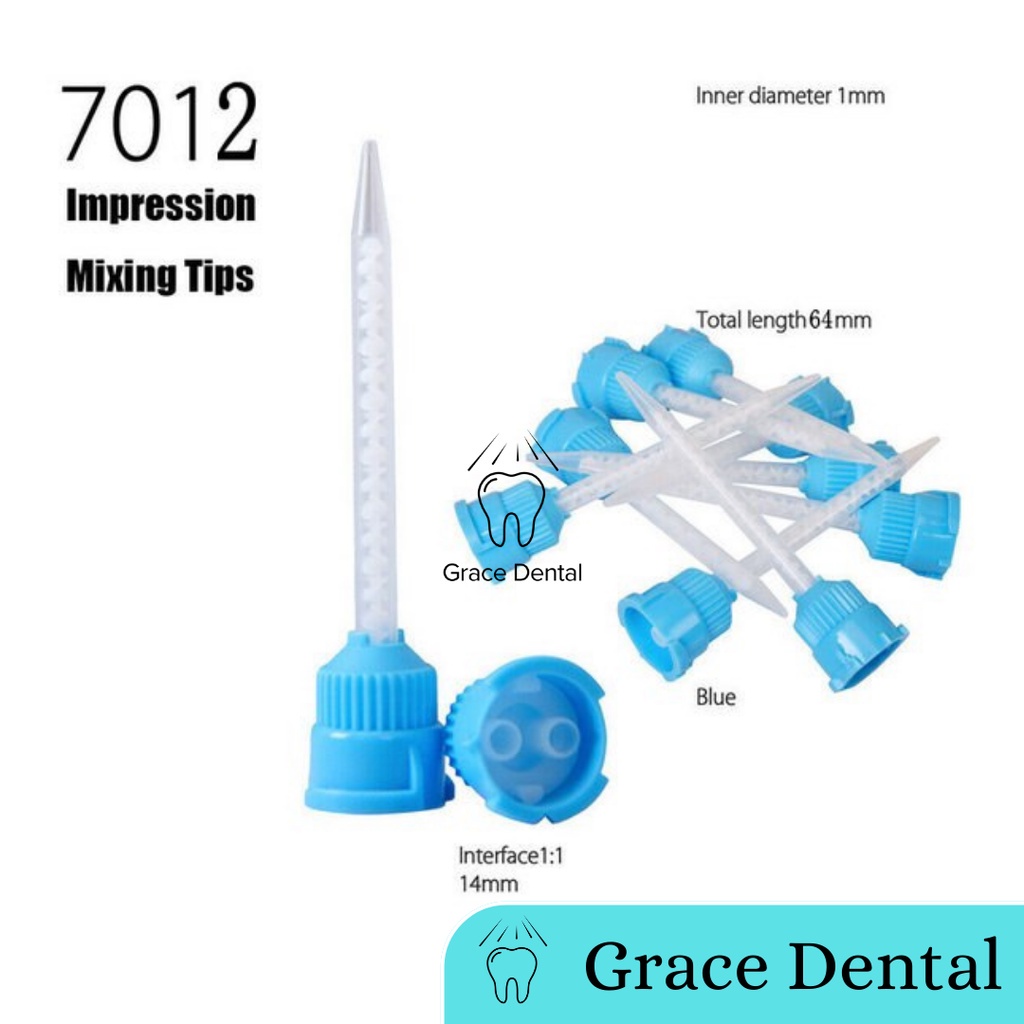 701-Mixing Tip Blue Dental Biru 1:1 / Tips Gigi Temporary Crown Bridge