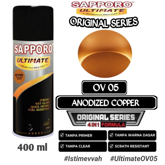 

OV05 ANODIZED COPPER SAPPORO ULTIMATE 400ml Cat Semprot Pylok Pilok