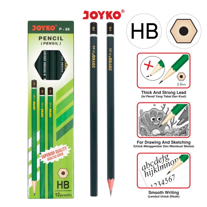 

Pencil / Pensil Joyko P-89 / HB / 1 BOX 12 PCS