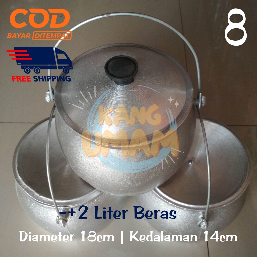 Panci Kastrol Nasi Liwet No.8 Kastrol liwet s.d 2 Liter Beras Bahan Alumunium Cor Kuat dan Anti Peca