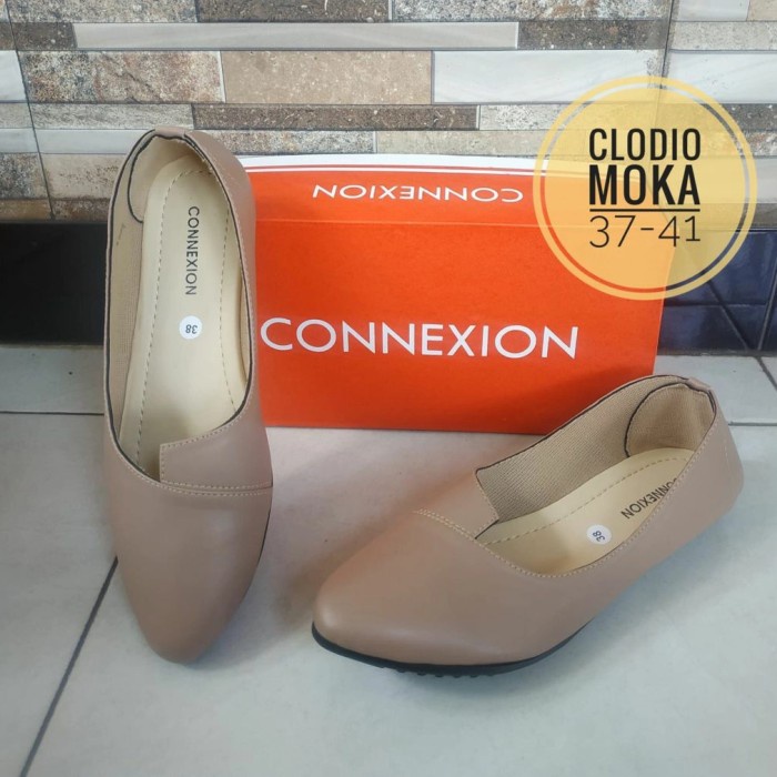 sepatu flat shoes wanita sepatu kerja wanita sepatu connexion terbaru - moka, 37