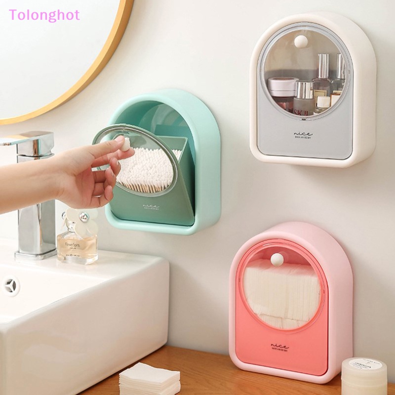 Tolonghot&gt; Dispenser Cotton Pad Excellent Mudah Dibawa Sanitary Praktis Dipasang Di Dinding Makeup Cotton Swabs Flip Organizer well