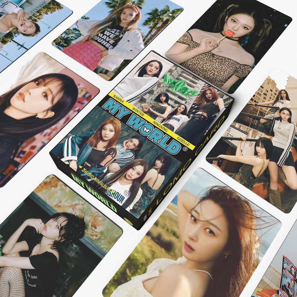 55pcs /box AESPA 3rd MINI Album MY WORLD Photocards Series WINTER GISELLE KARINA NINGNING 2023kartu COMEBACK Lomo Kpop Postcards