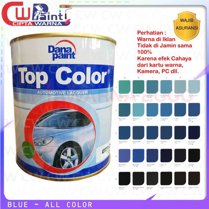 Cat NC Duco Top Color Biru Blue Danapaint Warna 1 Kg 1L