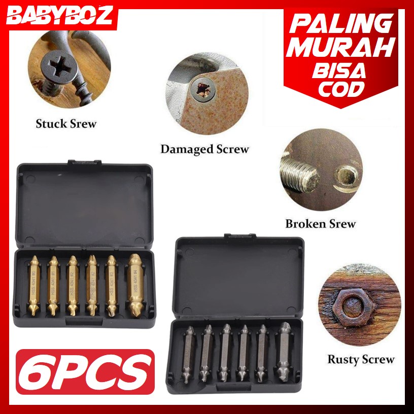 BABYBOZ - 4/5/6 PCS SET DIZAINLIFE Set Mata Bor Extractor Broken Screw Remover ALAT PELEPAS SOLUSI BAUT RUSAK MELEPAS BAUT