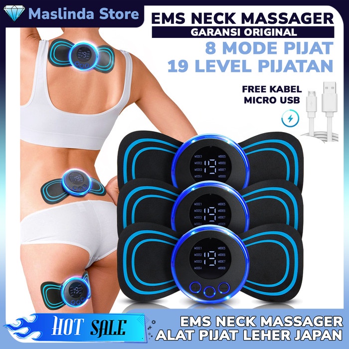 PRIVASI AMAN!!! EMS NECK MASSAGER BIO JAPAN 8 Mode Pemijat Leher Pijat Terapi Elektrik