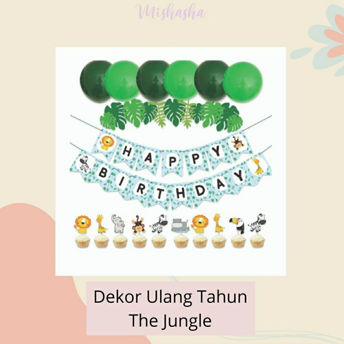 Dekorasi Ulang tahun anak tema jungle dan astronot - The jungle