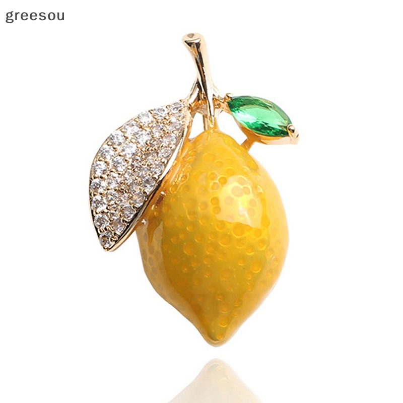 Greesou Enamel Kuning Lemon Bros Untuk Wanita Pesta Pernikahan Causal Brooch Pin Hadiah ID