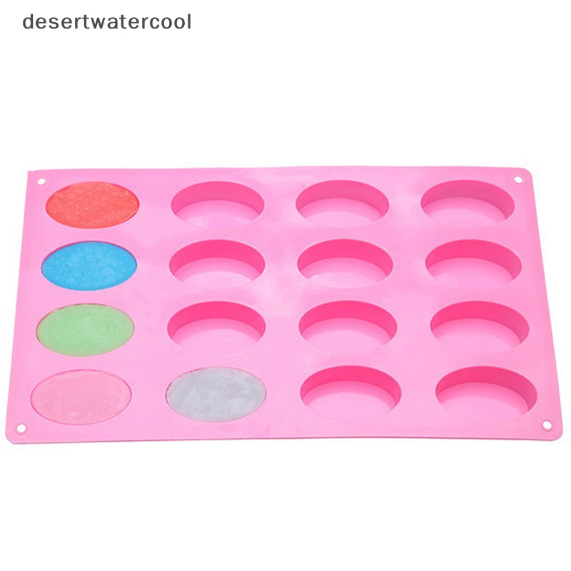 Deid 16 Cavity Bentuk Oval Cetakan Sabun Panggang Silicone Mold Tray Homemade Craft Martijn