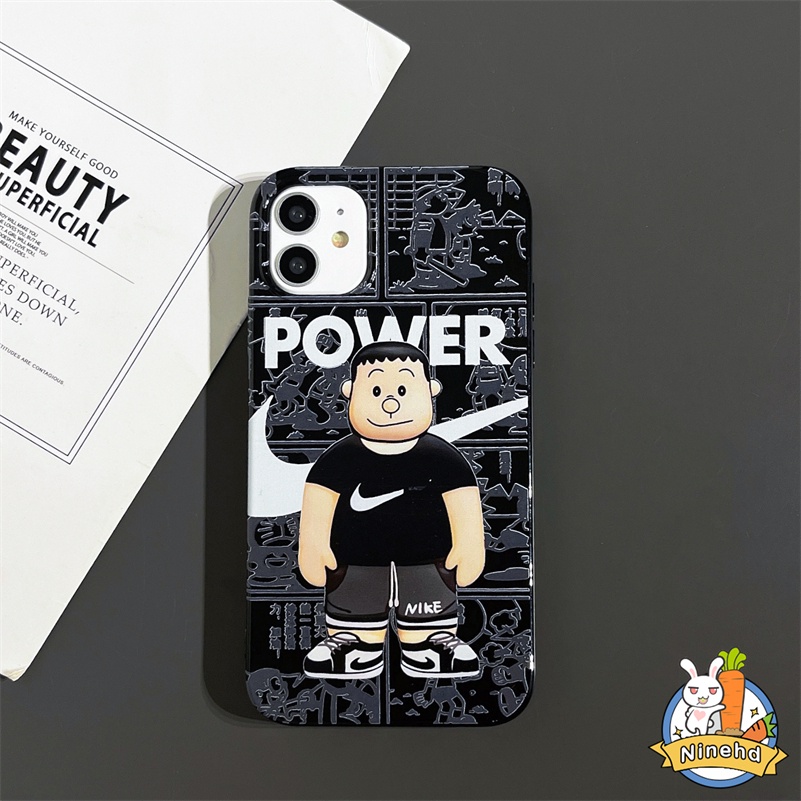 IPHONE Kartun Merek Trendi Fashion Ponsel Case Cocok Untuk Anak Laki-Laki Kompatibel Untuk Iphone14 13 12 11 Pro Max X Xr Xs Max8 7 6 6s Plus SE 2020 Shockproof Frame Pelindung Hitam Soft Case