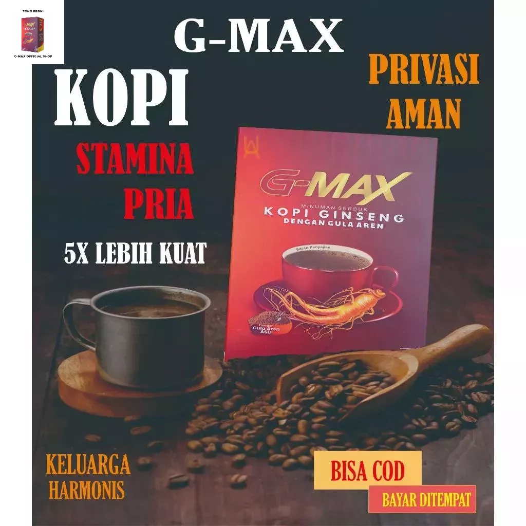 

G MAX Kopi Stamina Kuat Pria Tahan Lama Herbal - Gmax Coffee Original Obat Ejakulasi Dini Pria Permanen BPOM Pembesar Pennis Alat Pital Pria Mr P Jamu Kuat Pria Tahan Lama Kopi Gmax