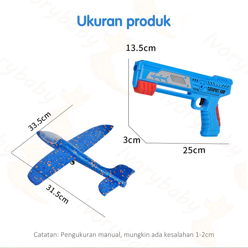 Ivorybaby Pistol pesawat terbang Mainan edukasi anak pistol tembak pesawat set dengan lampu