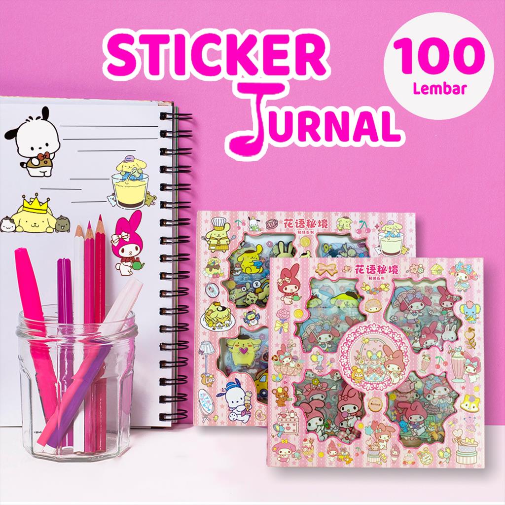 

100 Lembar Sticker Jurnal Sanrio Lucu /Stiker Buku Anti Air Karakter 465