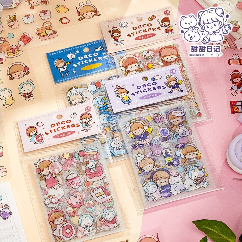 

10 Lembar Sticker PET Anti Tahan Air / Waterproof Stiker Hiasan Botol Minum Bujo Bullet Journaling Scrapbook