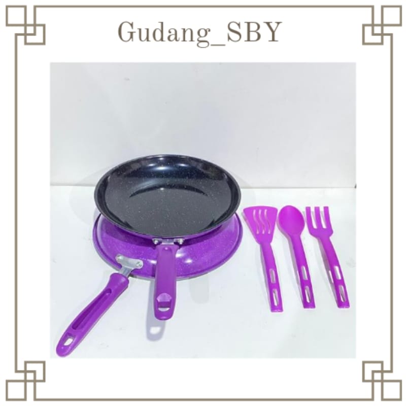 ( GA ) Frypan Marble Set Spatula 5 in 1 Teflon Set Spatula