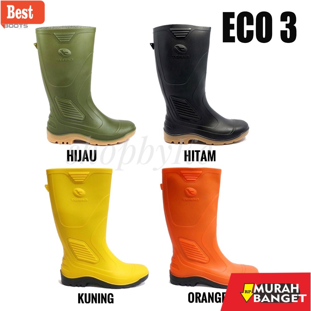 Boot pria terbaru- Sepatu Boots Karet merk AP Terra ECO 3 SERIES Warna Hijau, Orange, Kuning, Hitam 