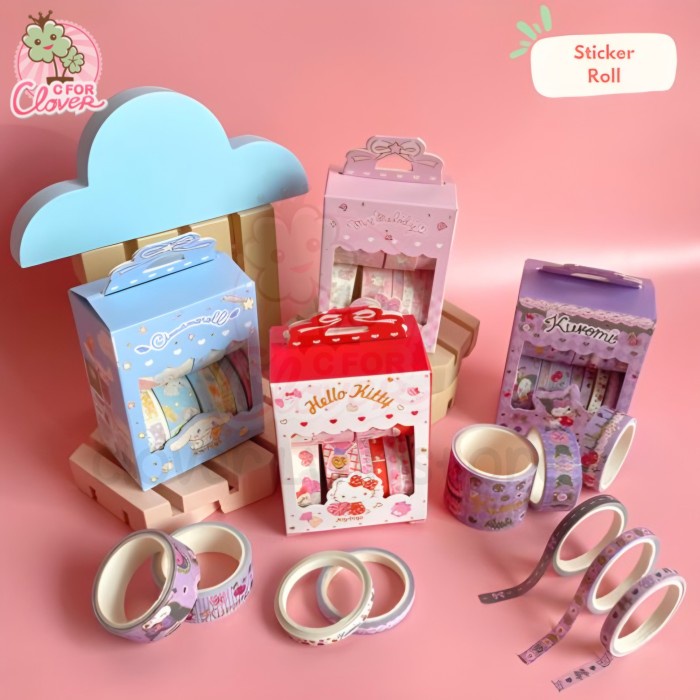 STICKER ROLL CUTE CHARACTER IN BOX LICENSED washi tape kawaii premium
