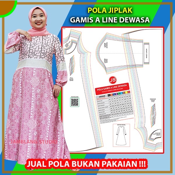 Pola Jiplak Gamis A Line Dewasa | Aneka Pola